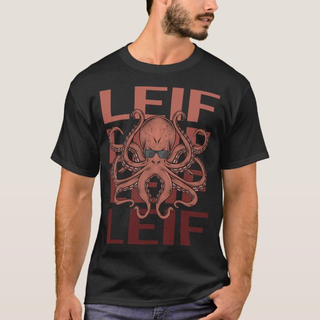 Funny Octopus - Name Leif T-Shirt (Vorderseite)