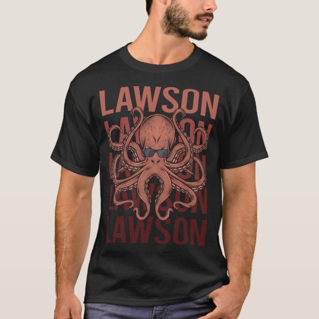 Funny Octopus - Name von Lawson T-Shirt (Vorderseite)