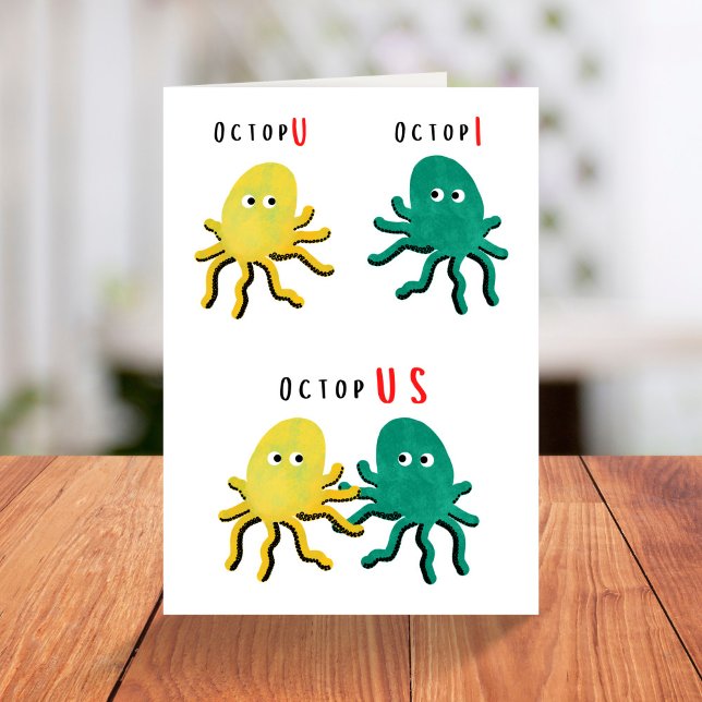 Funny octopus pun Valentinstag Karte (Von Creator hochgeladen)