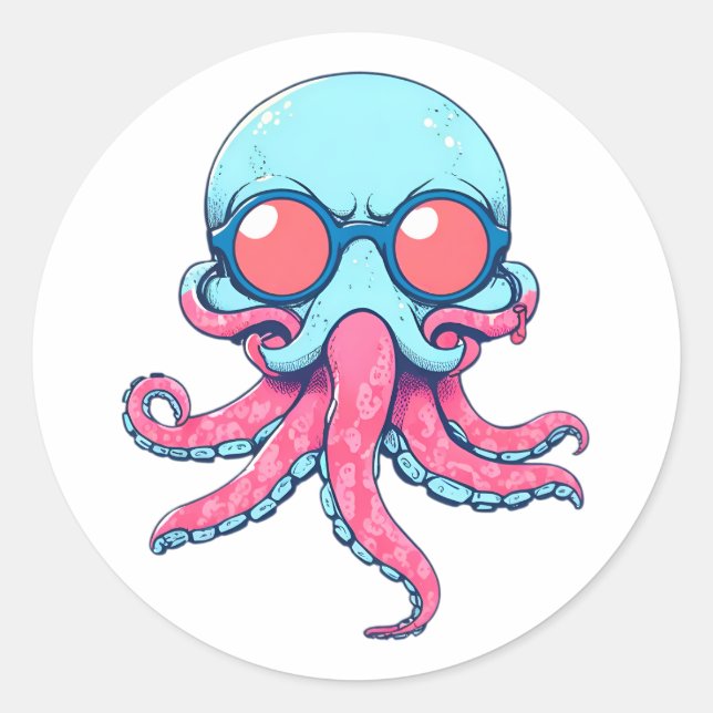 Funny octopus Sticker (Vorderseite)