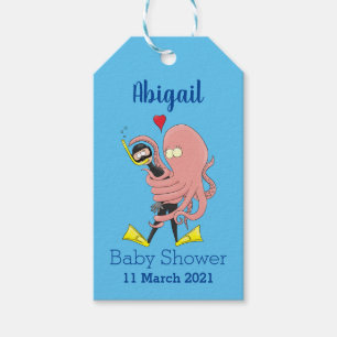 Funny octopus umarmt Taucher Cartoon Spaß Geschenkanhänger