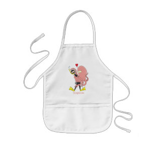 Funny octopus umarmt Taucher Cartoon Spaß Kinderschürze