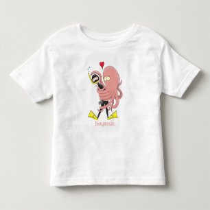 Funny octopus umarmt Taucher Cartoon Spaß Kleinkind T-shirt