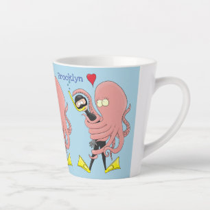 Funny octopus umarmt Taucher Cartoon Spaß Milchtasse