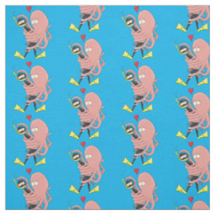 Funny octopus umarmt Taucher Cartoon Spaß Stoff