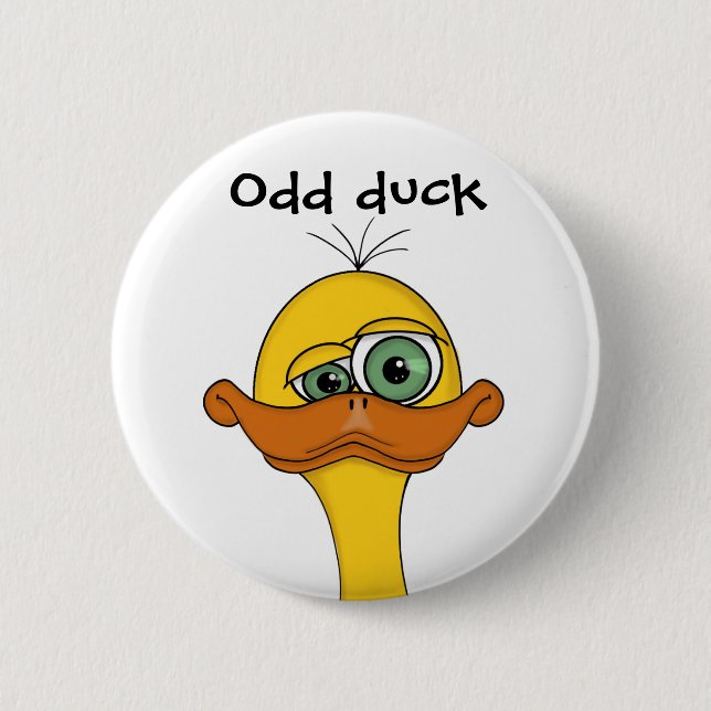 Funny Odd Duck Cartoon Button (Vorderseite)