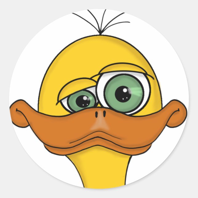 Funny Odd Duck Cartoon Runder Aufkleber (Vorderseite)