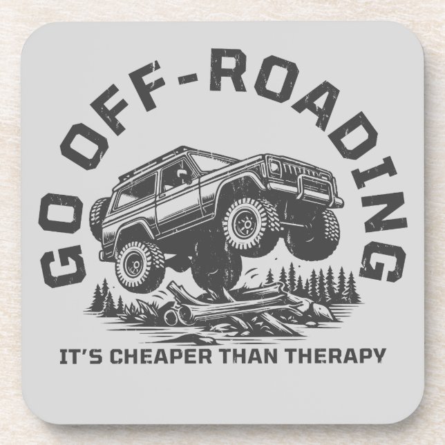 Funny Off-Roading Zitat billiger als Therapie Getränkeuntersetzer (Vorderseite)