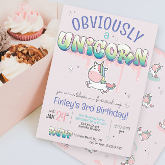 Funny offensichtlich ein Einhorn Regenbogen Mädche Einladung