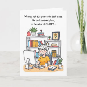 Funny Office Geburtstagskarte mit AI Spaß Cartoon Karte