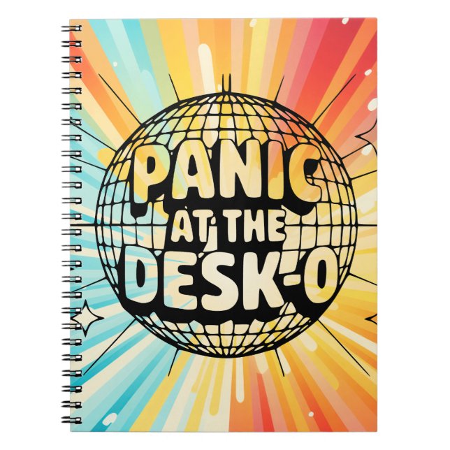 Funny Office Notebook-Panic at the Desk Disco Ball Notizblock (Vorderseite)