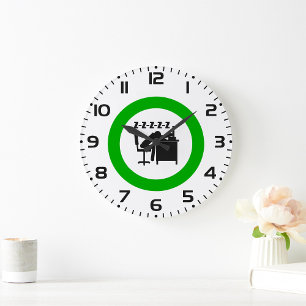 Funny Office Worker-Schlafen am Schreibtisch Große Wanduhr