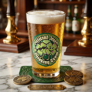 Funny Official Irish Drinking Team St Paddy Glass Glas