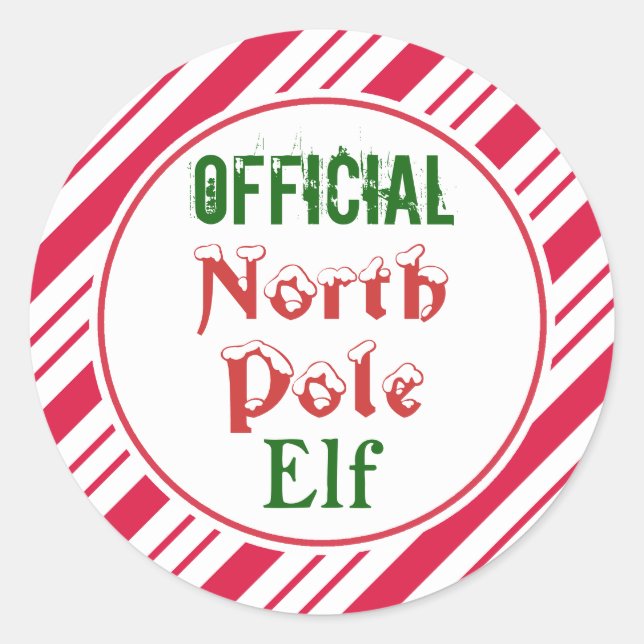 Funny Offiziell North Pole Elf Weihnachtskleber Runder Aufkleber (Vorderseite)
