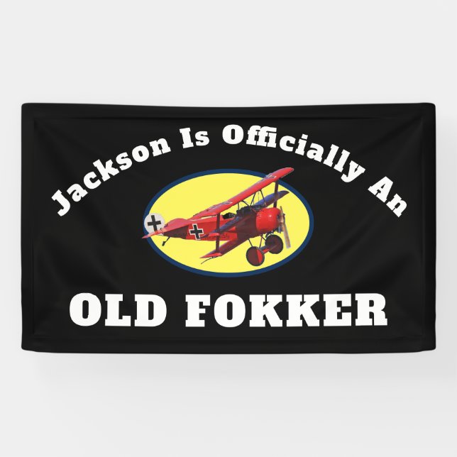 Funny Offiziell Old Fokker Over The Hill Birthday Banner (Horizontal)