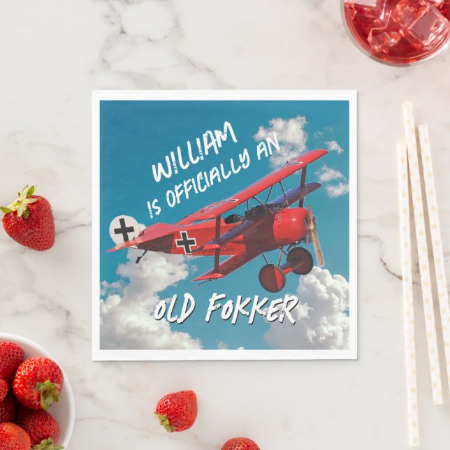 Funny Offiziell Old Fokker Over The Hill Birthday Serviette (Beispiel)