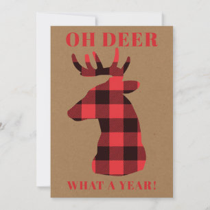 Funny Oh Dee What a Year Buffalo Kariert Kraft Feiertagskarte