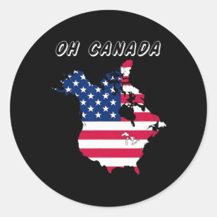 Funny Oh Kanada Funny Trump Karte der USA Runder Aufkleber