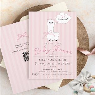 Funny Oh Mama Llama Niedlich Pink Baby Girl Dusche Einladung