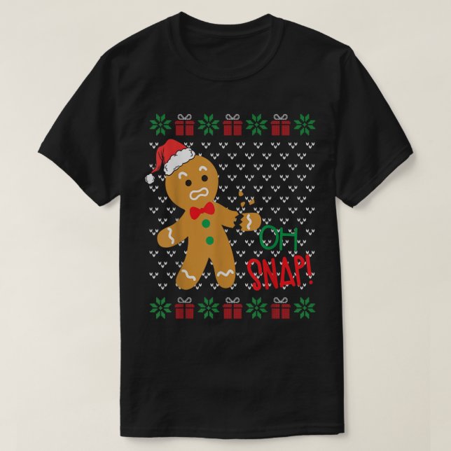 Funny Oh Snap Gingerbread Man Broken Arm Ugly Chri T-Shirt (Design vorne)