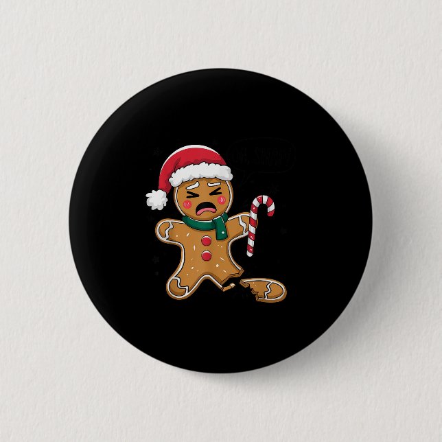Funny Oh Snap Gingerbrot Bäckerei Weihnachtssnacks Button (Vorderseite)