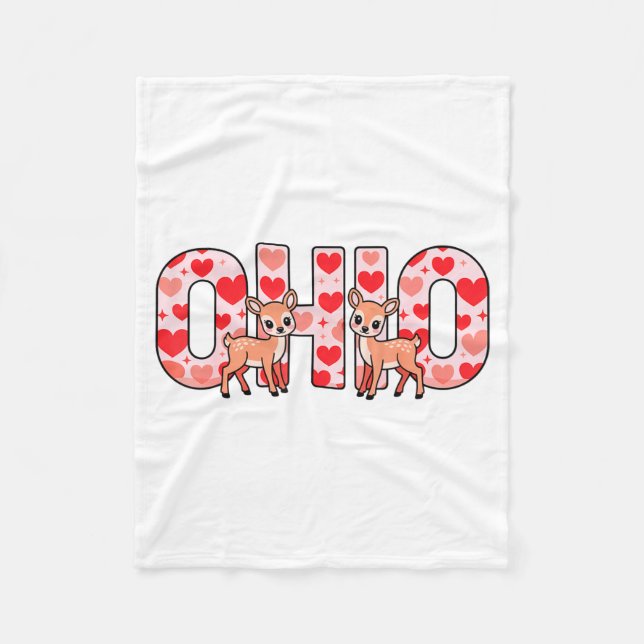 Funny Ohio Deer Midwestern Party O-h-i-o In Valent Fleecedecke (Vorderseite)