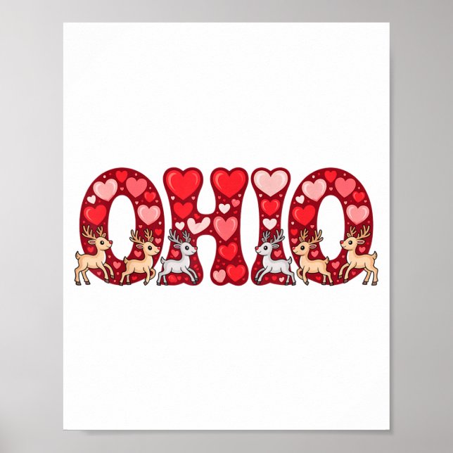 Funny Ohio Deer Midwestern Party O-h-i-o In Valent Poster (Vorne)