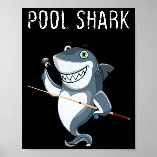 Funny Ol Shark Ol Players Billiard  Poster (Vorne)
