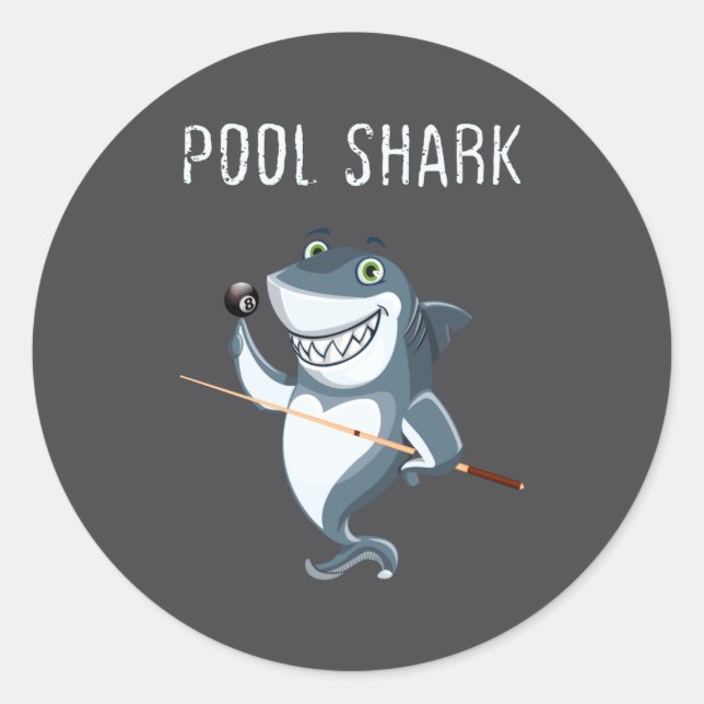 Funny Ol Shark Ol Players Billiard  Runder Aufkleber (Vorderseite)