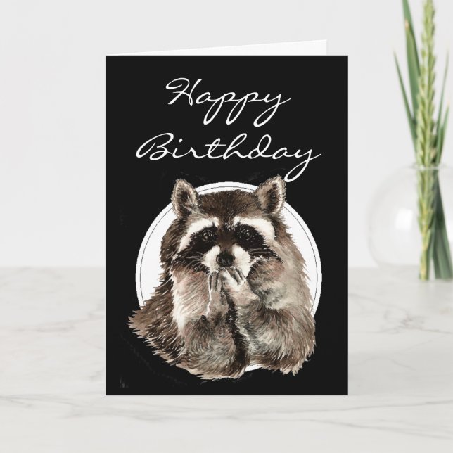 Funny, Old Age, Spaß, Birthday Raccoon Karte (Vorderseite)