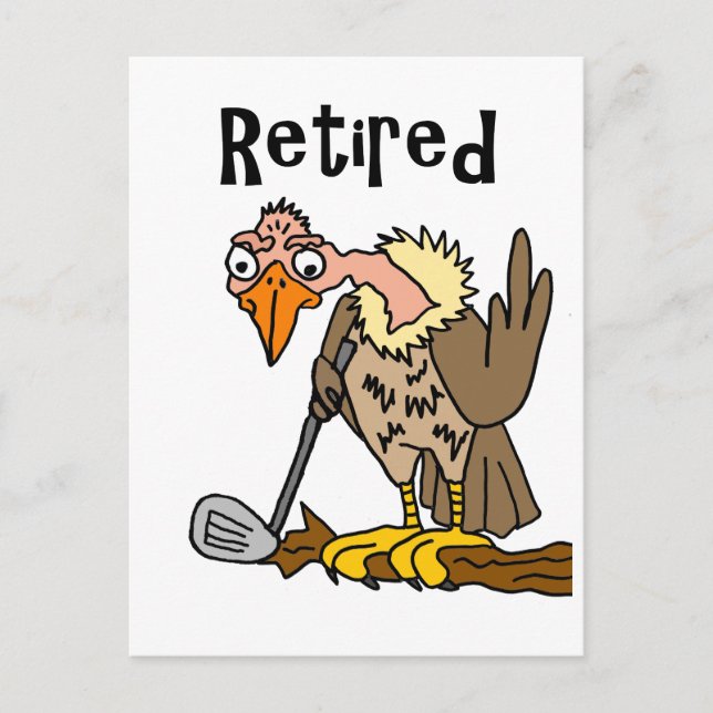 Funny Old Buzzard Pielen Golf Ruhiger Cartoon Postkarte (Vorderseite)