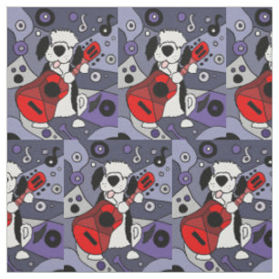 Funny Old English Sheepdog Gitarre spielen Stoff