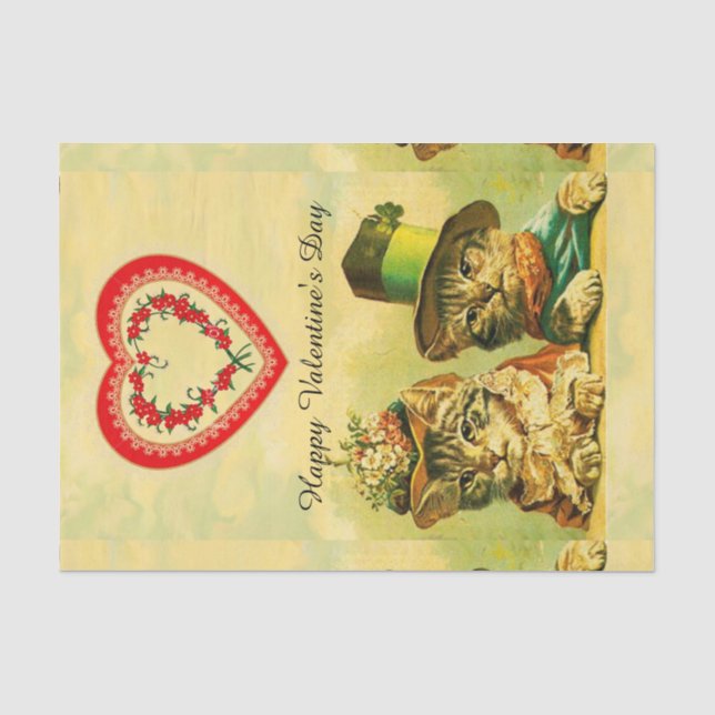 FUNNY OLD FASHION VALENTINE'S DAY CATCATS WITH HEA SEIDENPAPIER (Vorderseite)