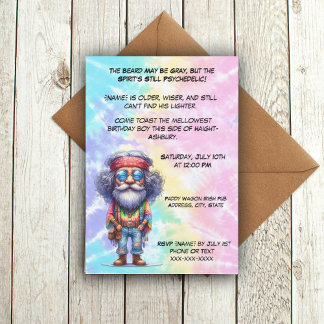 Funny Old Hippie Birthday - Mellow Man Party Einladung