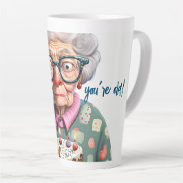 Funny Old Lady Cat Geburtstag Latte Tasse