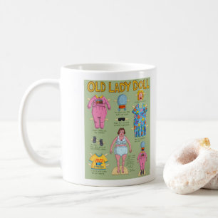 FUNNY Old Lady Paper Doll Kaffeetasse