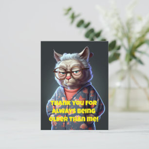 Funny Old Looking Lady Cat Geburtstags Grußkarte Postkarte
