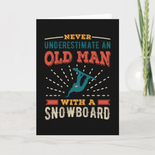 Funny Old Man mit Snowboard-Geschenk-Vater Karte