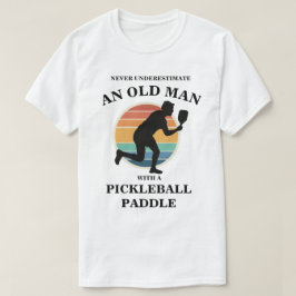 Funny Old Man Pickleball Paddle Player Retro T-Shirt