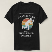 Funny Old Man Pickleball Paddle Player Retro