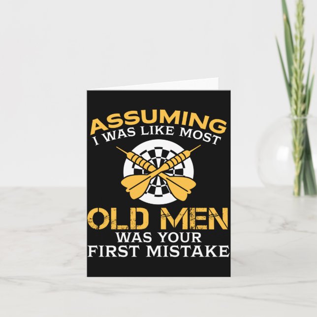 Funny Old Men Who Loves Darting  Karte (Vorderseite)