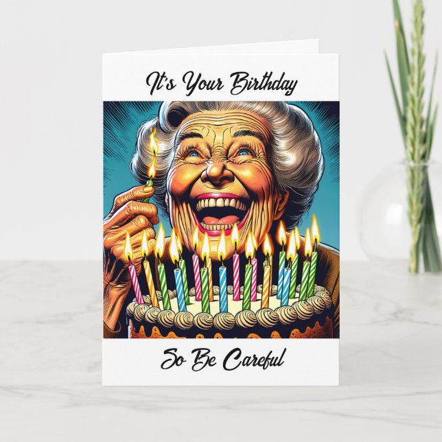 Funny Old Woman Birthday Spaß Karte (Vorderseite)
