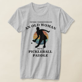 Funny Old Woman Pickleball Paddle Player Retro T-Shirt