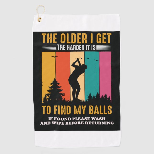 Funny Older Lost Golf Balls Sprichwort benannt Golfhandtuch (Vorderseite)