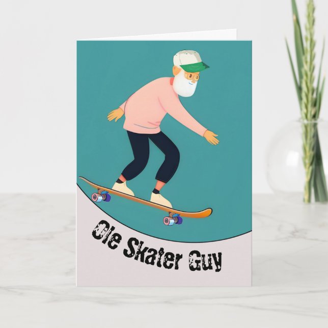 Funny Ole Skater Typ Ältere männliche Skateboarder Karte (Vorderseite)