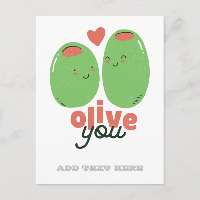 Funny Olive You Feinschmecker Liebe Graphics Wordp Postkarte (Vorderseite)