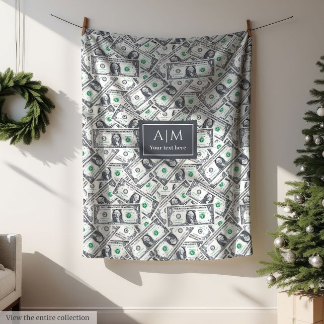Funny One Dollar Pattern Custom Name Blanket Fleecedecke (Funny One Dollar Pattern Custom Name Blanket)