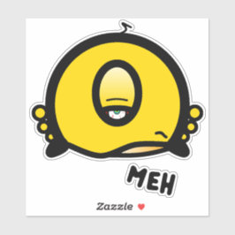 Funny One-Eyed Cartoon “Meh” Aufkleber