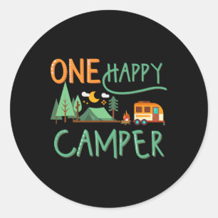 Funny One Happy Camper Sommerurlaub Matching Fa Runder Aufkleber
