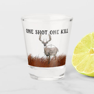 Funny ONE SHOT ONE EINE KILLE Buck Silhouette Schnapsglas